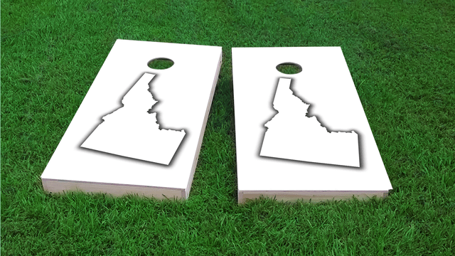 White Idaho Themed Custom Cornhole Board Design