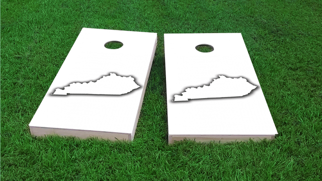 White Kentucky Themed Custom Cornhole Board Design