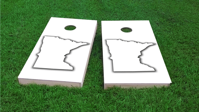 White Minnesota Themed Custom Cornhole Board Design