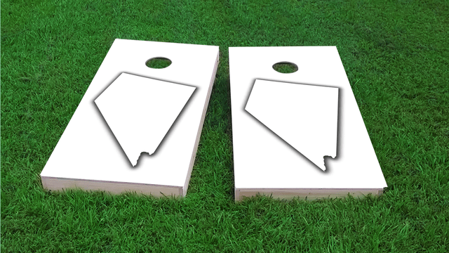 White Nevada Themed Custom Cornhole Board Design