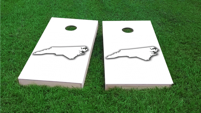 White North Carolina Themed Custom Cornhole Board Design