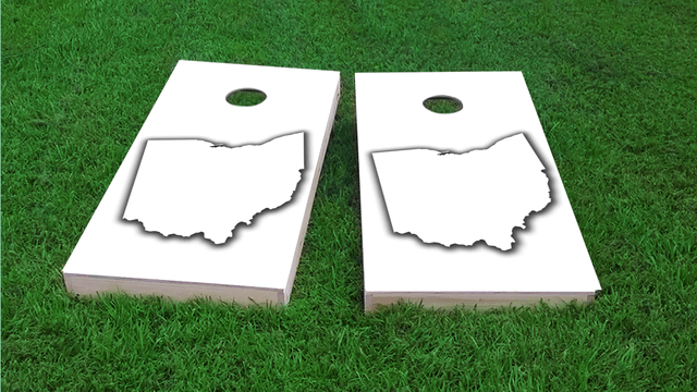 White Ohio Themed Custom Cornhole Board Design