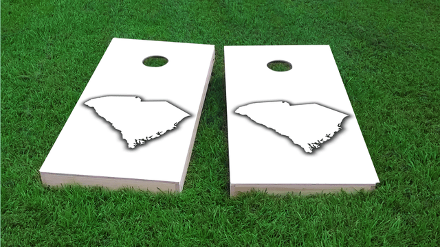 White South Carolina Themed Custom Cornhole Board Design