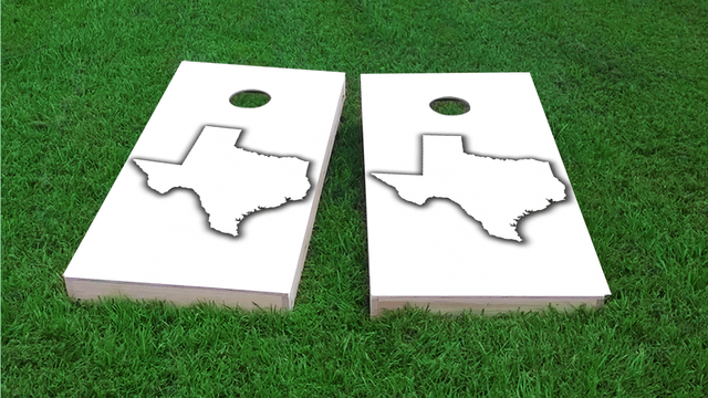 White Texas Themed Custom Cornhole Board Design