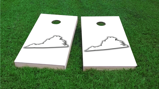 White Virginia Themed Custom Cornhole Board Design