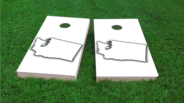 White Washington Themed Custom Cornhole Board Design