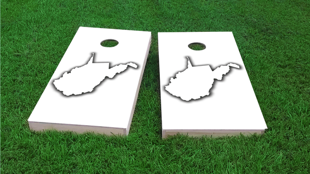 White West Virginia Themed Custom Cornhole Board Design