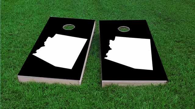 Black Arizona Themed Custom Cornhole Board Design