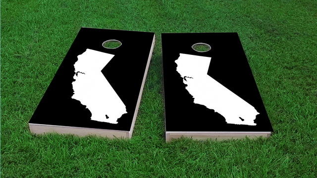 Black California Themed Custom Cornhole Board Design