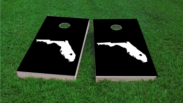 Black Florida Themed Custom Cornhole Board Design