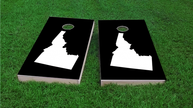 Black Idaho Themed Custom Cornhole Board Design