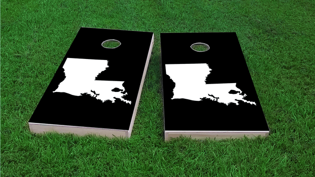 Black Louisiana Themed Custom Cornhole Board Design