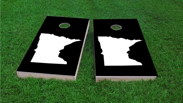 Black Minnesota Themed Custom Cornhole Board Design