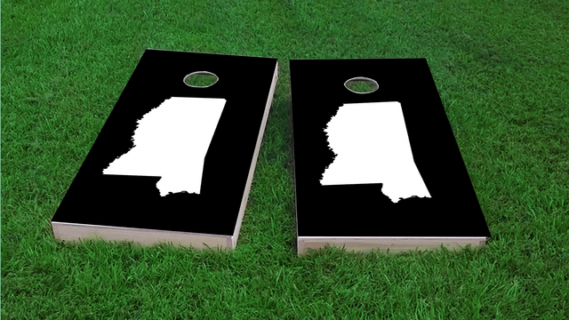 Black Mississippi Themed Custom Cornhole Board Design