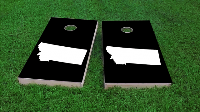 Black Montana Themed Custom Cornhole Board Design