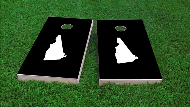 Black New Hampshire Themed Custom Cornhole Board Design