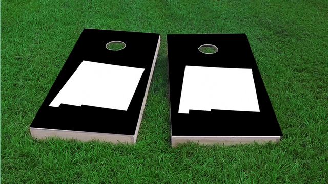 Black New Mexico Themed Custom Cornhole Board Design