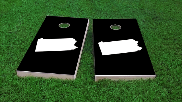 Black Pennsylvania Themed Custom Cornhole Board Design