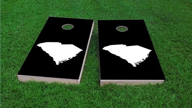 Black South Carolina Themed Custom Cornhole Board Design