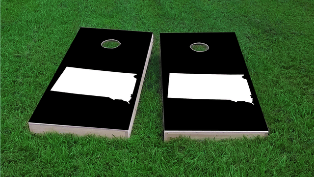 Black South Dakota Themed Custom Cornhole Board Design