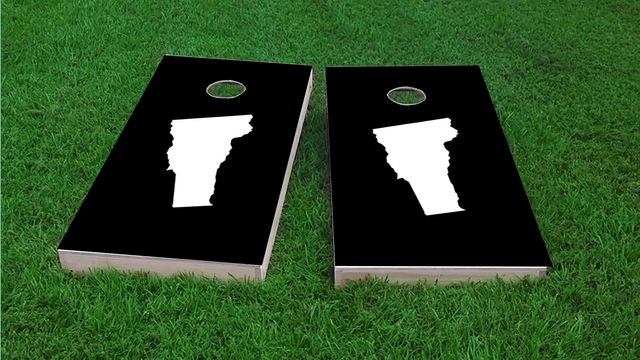 Black Vermont Themed Custom Cornhole Board Design