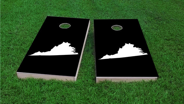 Black Virginia Themed Custom Cornhole Board Design