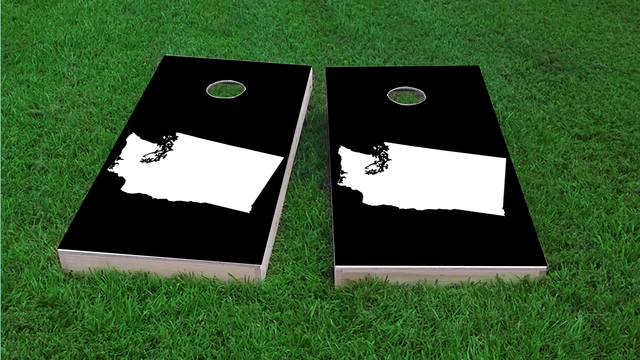 Black Washington Themed Custom Cornhole Board Design