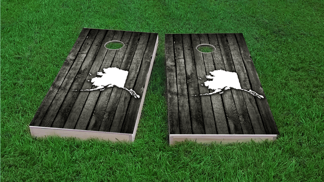 Wood Slat (Alaska) Themed Custom Cornhole Board Design