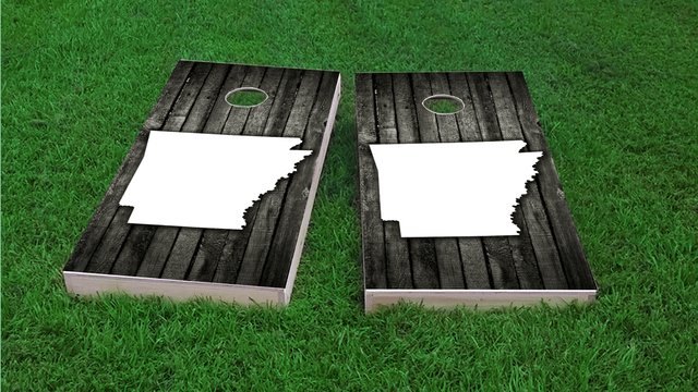 Wood Slat (Arkansas) Themed Custom Cornhole Board Design