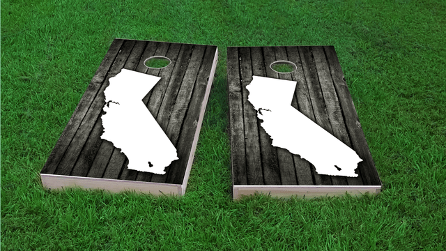 Wood Slat (California) Themed Custom Cornhole Board Design