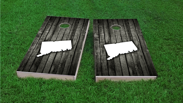 Wood Slat (Connecticut) Themed Custom Cornhole Board Design