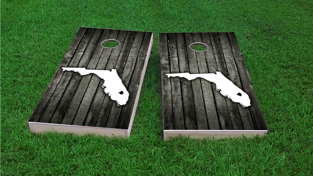 Wood Slat (Florida) Themed Custom Cornhole Board Design