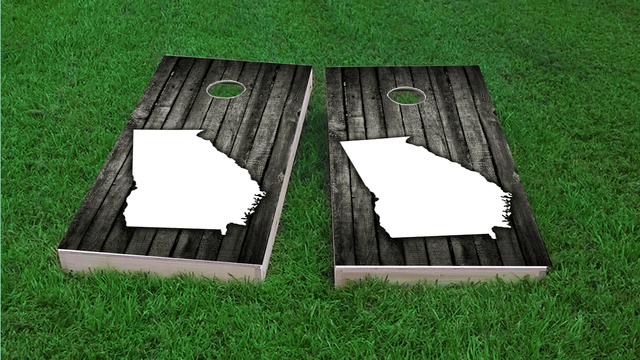 Wood Slate (Georgia) Themed Custom Cornhole Board Design