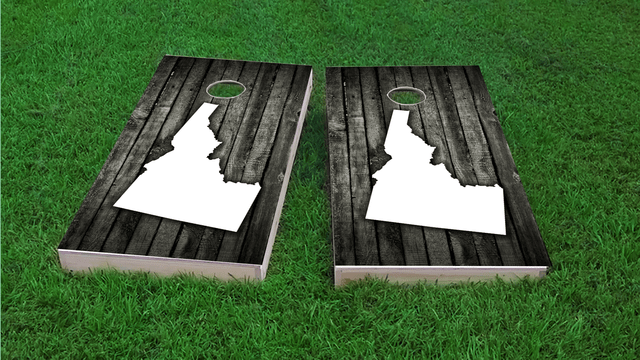 Wood Slate (Idaho) Themed Custom Cornhole Board Design