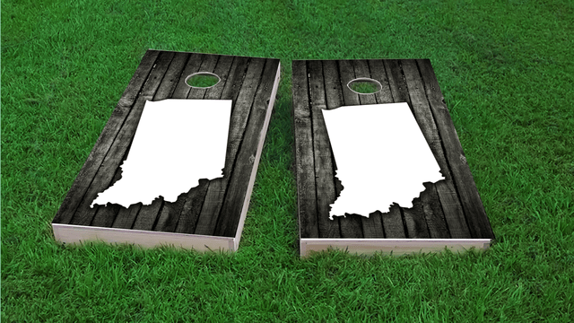 Wood Slat (Indiana) Themed Custom Cornhole Board Design