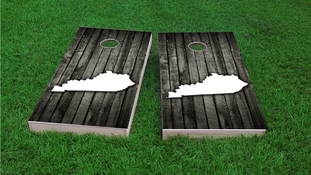 Wood Slat State (Kentucky) Themed Custom Cornhole Board Design