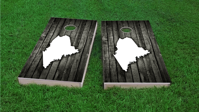 Wood Slat State (Maine) Themed Custom Cornhole Board Design