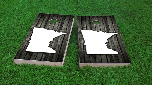 Wood Slat State (Minnesota) Themed Custom Cornhole Board Design