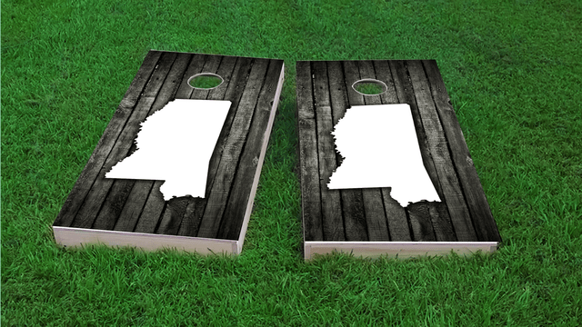 Wood Slat State (Mississippi) Themed Custom Cornhole Board Design