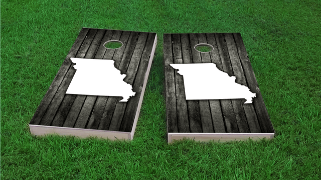 Wood Slat State (Missouri) Themed Custom Cornhole Board Design