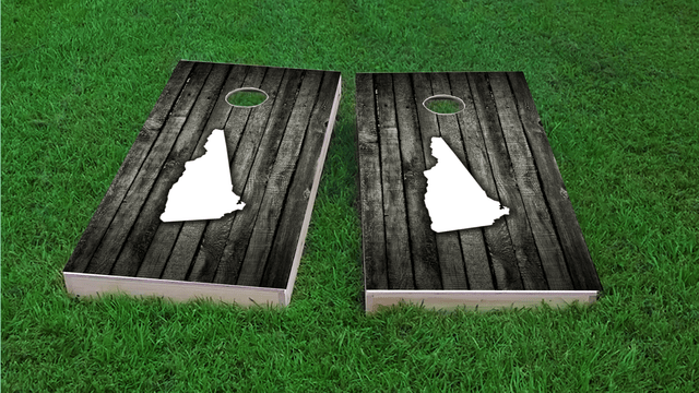 Wood Slat State (New Hampshire) Themed Custom Cornhole Board Design