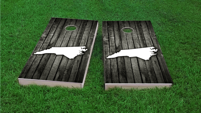 Wood Slat State (North Carolina) Themed Custom Cornhole Board Design