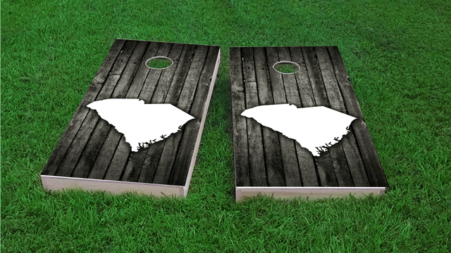 Wood Slat State (South Carolina) Themed Custom Cornhole Board Design