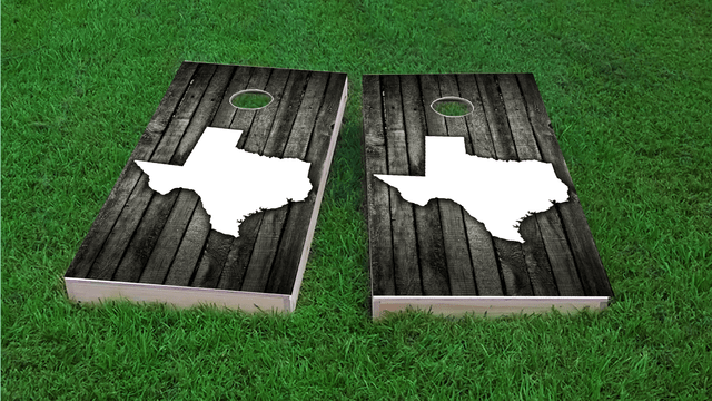 Wood Slat State (Texas) Themed Custom Cornhole Board Design