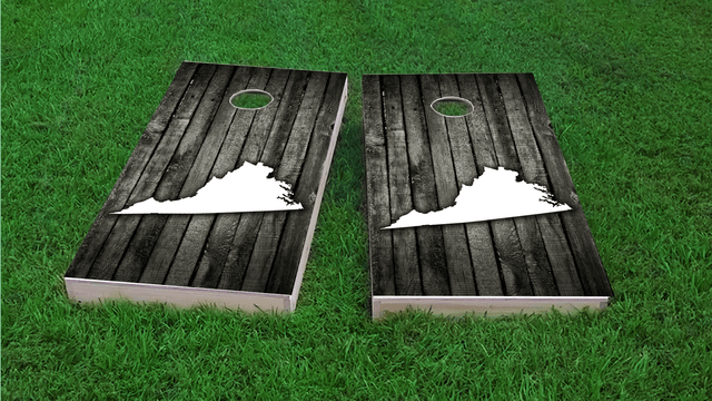 Wood Slat State (Virginia) Themed Custom Cornhole Board Design