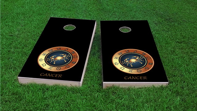 Zodiac Black (Cancer) Themed Custom Cornhole Board Design