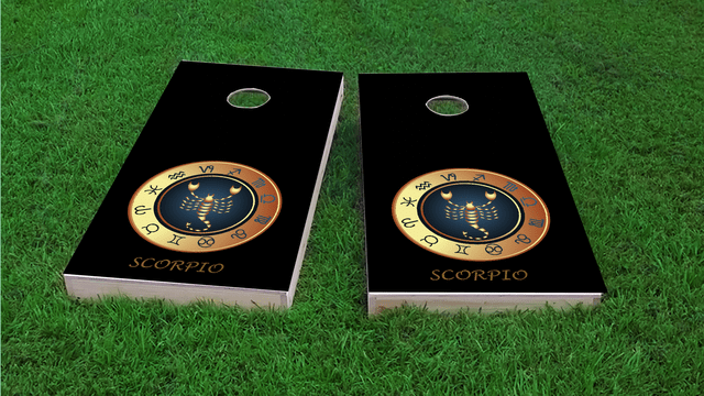 Zodiac Black (Scorpio) Themed Custom Cornhole Board Design