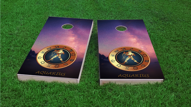 Zodiac Stars (Aquarius) Themed Custom Cornhole Board Design