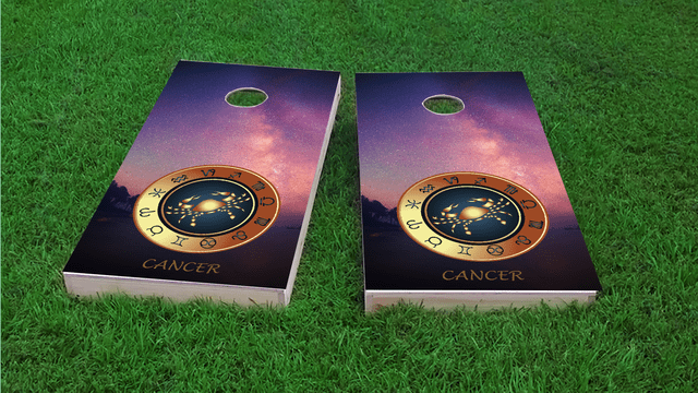 Zodiac Stars (Cancer) Themed Custom Cornhole Board Design