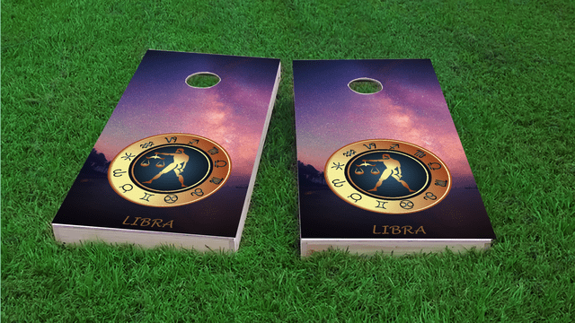 Zodiac Stars (Libra) Themed Custom Cornhole Board Design